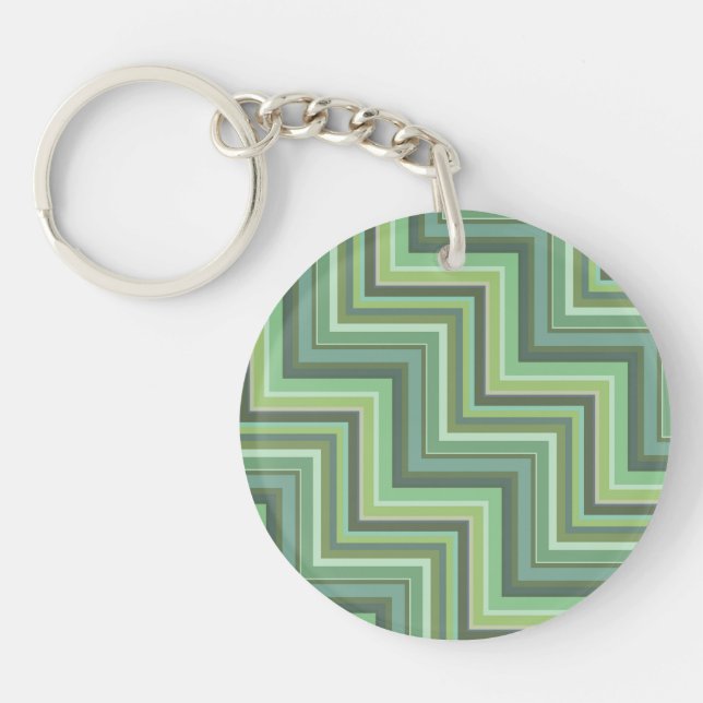 Olive green stripes stairs pattern keychain (Front)