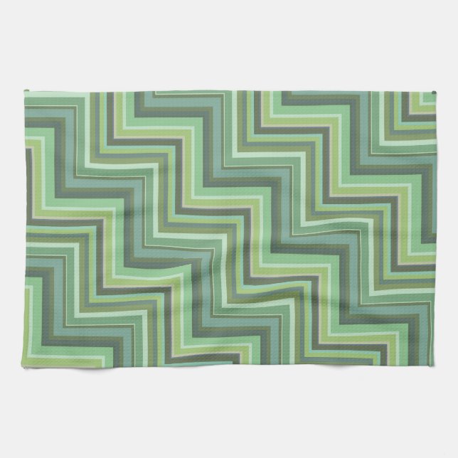 Olive green stripes stairs pattern kitchen towel (Horizontal)