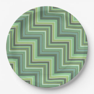 Olive green stripes stairs pattern paper plate