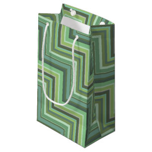 Olive green stripes stairs pattern small gift bag
