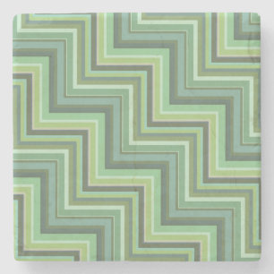 Olive green stripes stairs pattern stone coaster