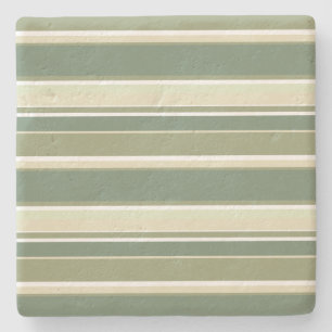 Olive green stripes stone coaster