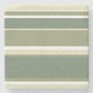 Olive green stripes stone coaster