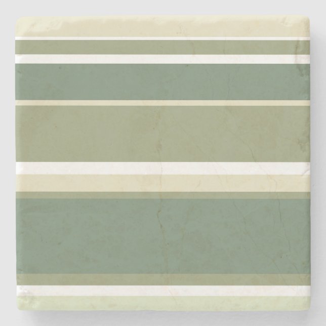 Olive green stripes stone coaster (Front)