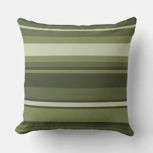 Olive green stripes throw pillow