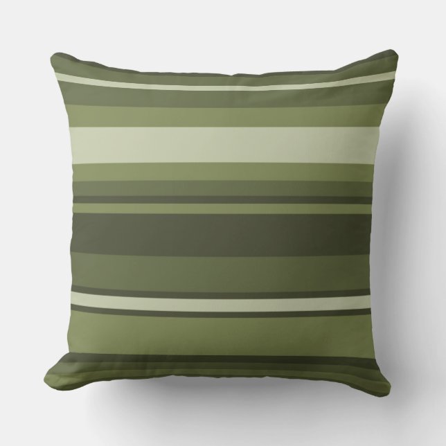 Olive green stripes throw pillow (Front)