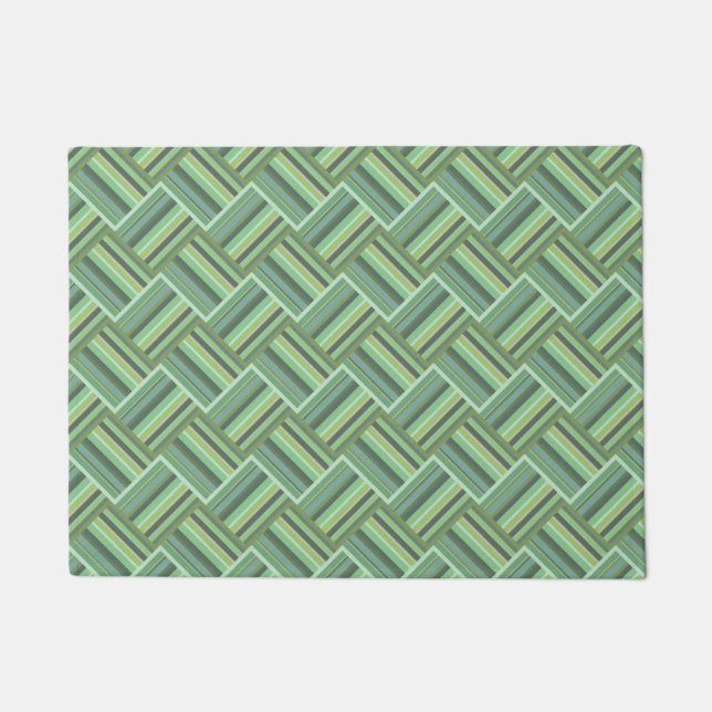 Olive green stripes weave doormat (Front)