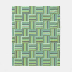 Olive green stripes weave pattern fleece blanket