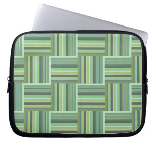 Olive green stripes weave pattern laptop sleeve