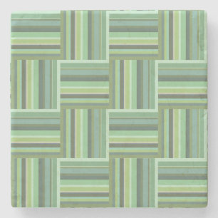 Olive green stripes weave pattern stone coaster
