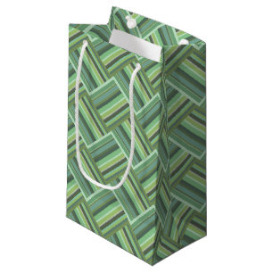 Olive green stripes weave small gift bag
