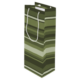 Olive green stripes wine gift bag