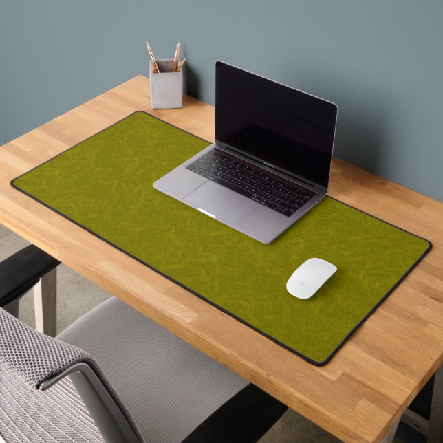 Olive green surface with subtle swirling pattern desk mat (Office 2)