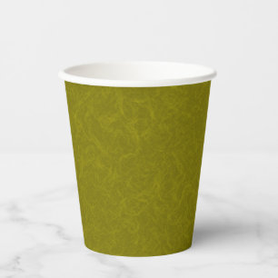 Olive green surface with subtle swirling pattern paper cups