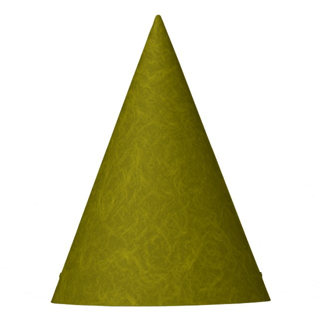 Olive green surface with subtle swirling pattern party hat (Front)