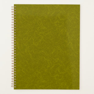 Olive green surface with subtle swirling pattern planner