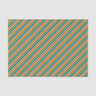 Olive Green, Teal and Orange Striped Tissue Paper