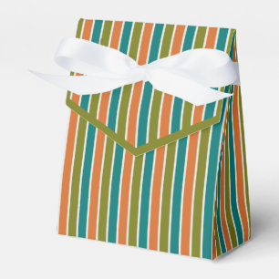 Olive green, Teal, Orange Striped Favor Box