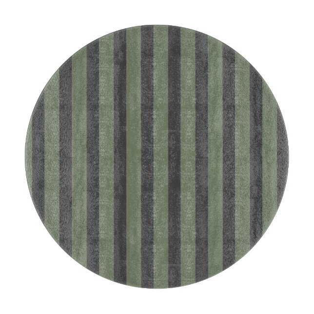 Olive Green Tick Striped Modern Cutting Board (Front)