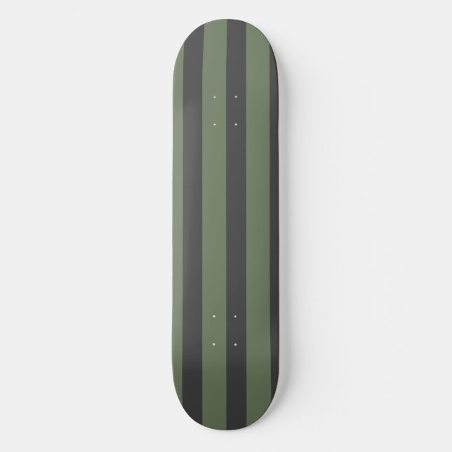 Olive Green Tick Striped Modern Skateboard (Front)