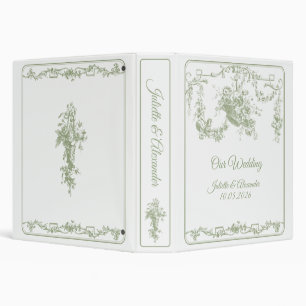 Olive Green Toile de Jouy Wedding Binder