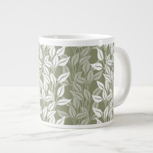Olive Green Trailing Leaves Botanical Large Coffee Mug