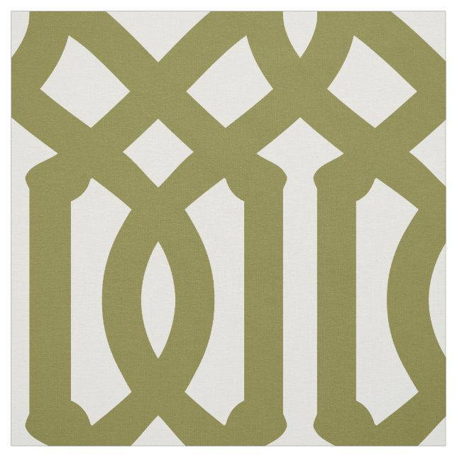 Olive Green Trellis Large Scale Fabric (Swatch)