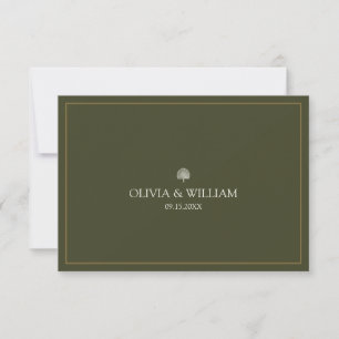 Olive Green Tropical Peacock Palm Wedding RSVP