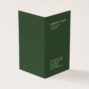Olive Green Unique Plain Minimalist Modern Business Card