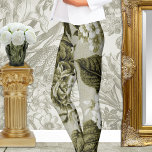 Olive Green Vintage Floral Toile No.1 Leggings<br><div class="desc">An olive green botanical vintage large-scale pattern digitized and colorized and placed onto these performance leggings.</div>