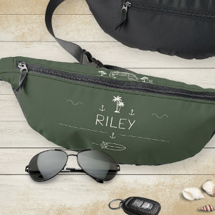 Olive Green Vintage Van Surfer Crew Minimalist Fanny Pack