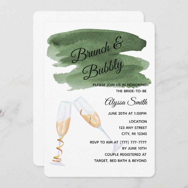 Olive Green Wash Bridal Show Invitation (Devant / Derrière)