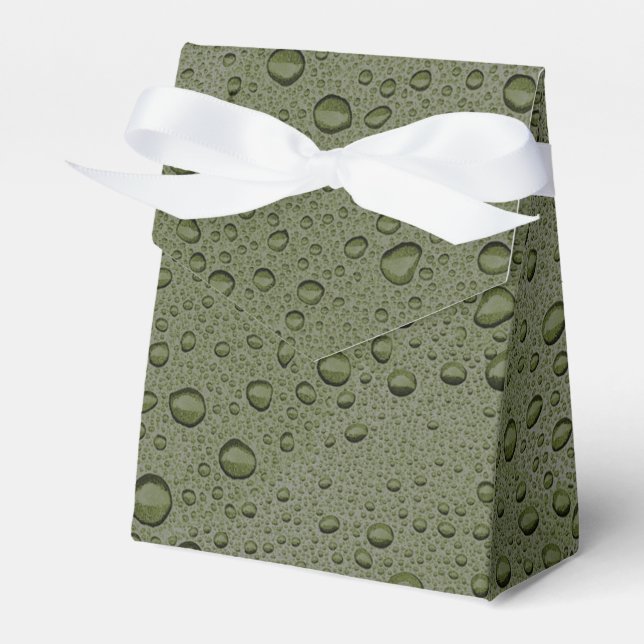 Olive green water droplets favor box (Front Side)