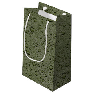 Olive green water droplets small gift bag