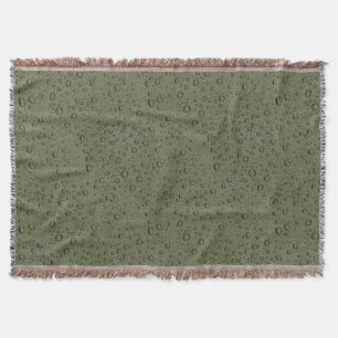 Olive green water droplets throw blanket