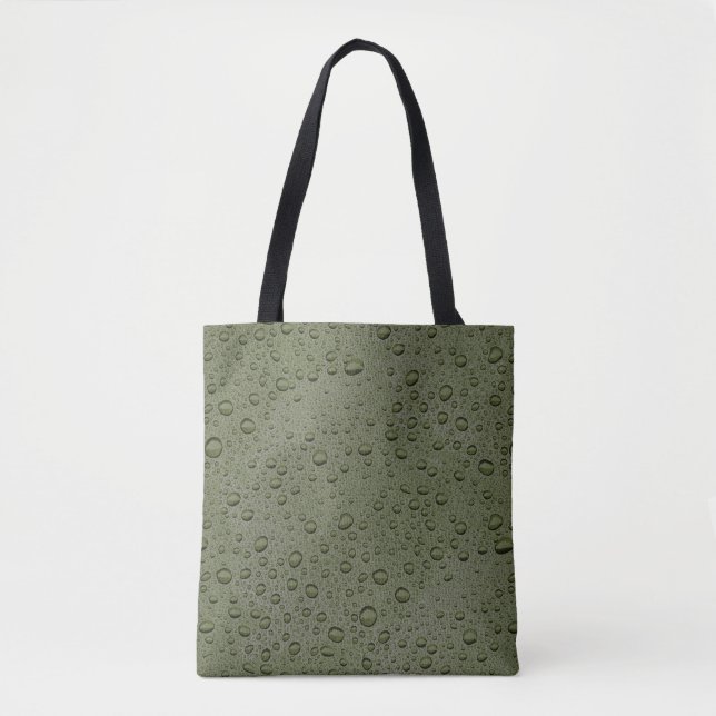 Olive green water droplets tote bag (Front)