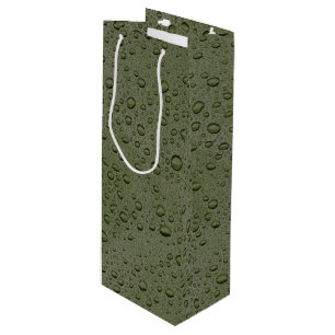 Olive green water droplets wine gift bag