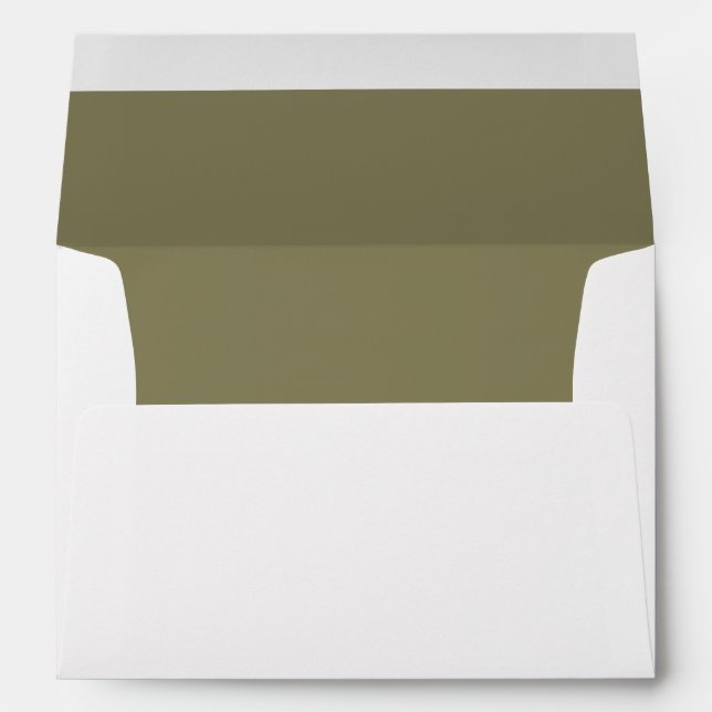 Olive Green Wedding Elegant Modern Return Address Envelope (Back (Bottom))
