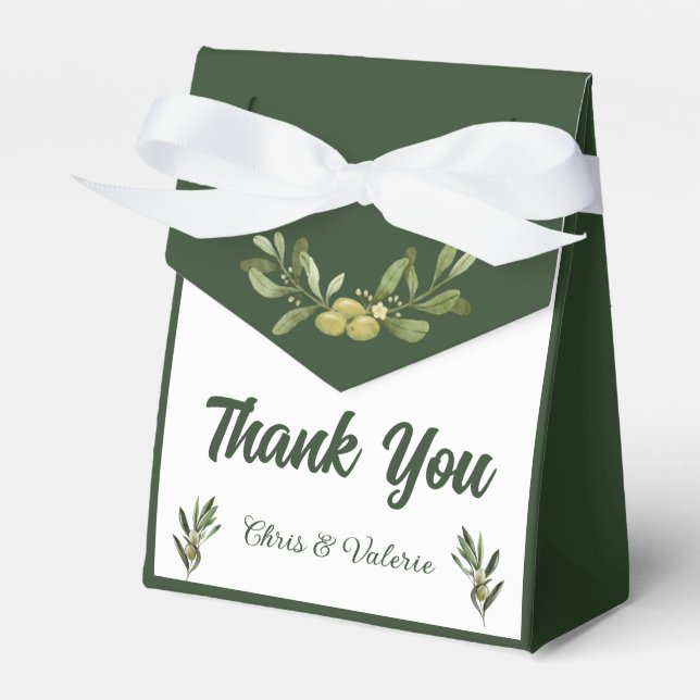 Olive Green Wedding Favour Box (Front Side)