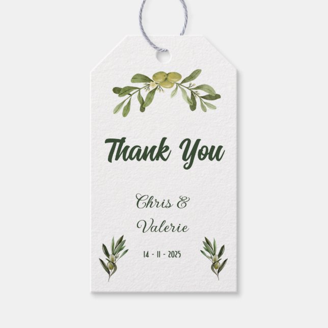 Olive Green Wedding  Gift Tags (Front)