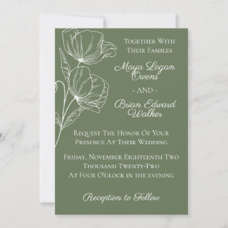 Olive Green Wedding Invitation