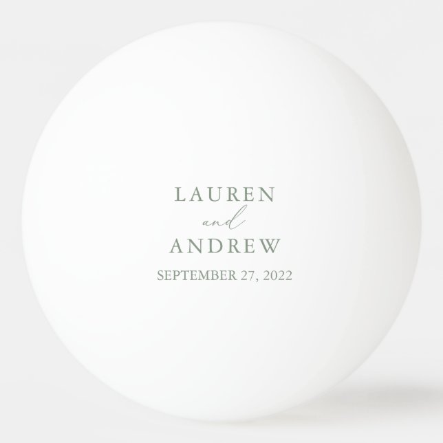 Olive Green Wedding Personalized Ping Pong Ball (Front)