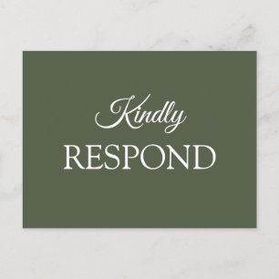 Olive Green Wedding RSVP Invitation