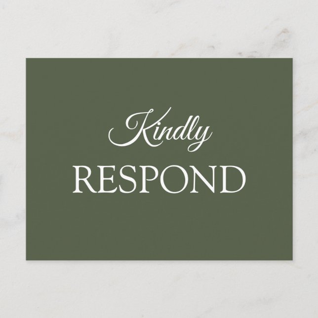 Olive Green Wedding RSVP Invitation (Devant)