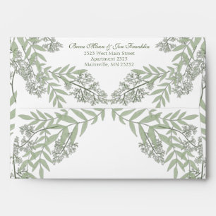 Olive Green Wedding Vintage Botanical Envelope