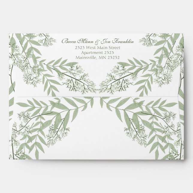 Olive Green Wedding Vintage Botanical Envelope (Back (Top Flap))