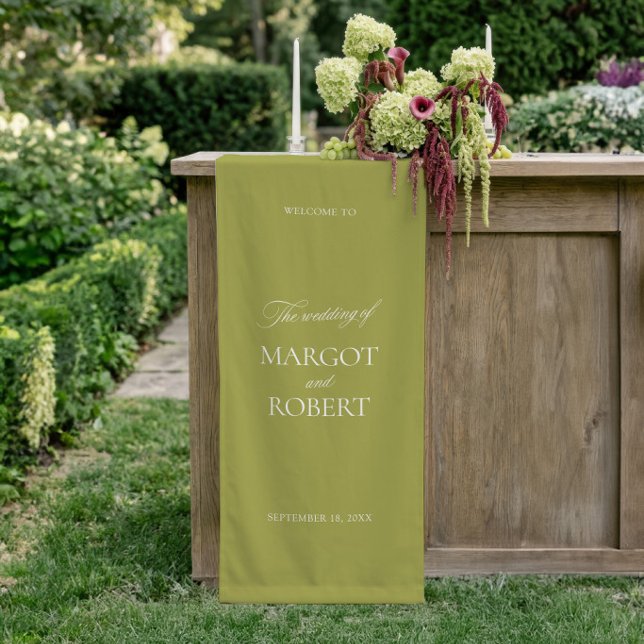 Olive Green Wedding Welcome Sign Banner (Olive Green Wedding Welcome Sign Banner)
