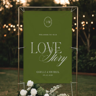 Olive Green Welcome To Our Wedding Vinil  Banner