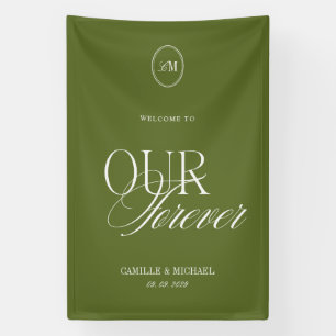 Olive Green Welcome To Our Wedding Vinil  Banner