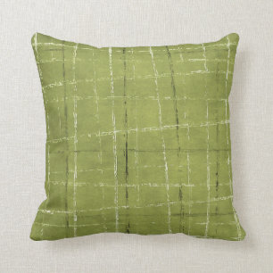 Olive green, white, & black plaid pattern throw pillow
